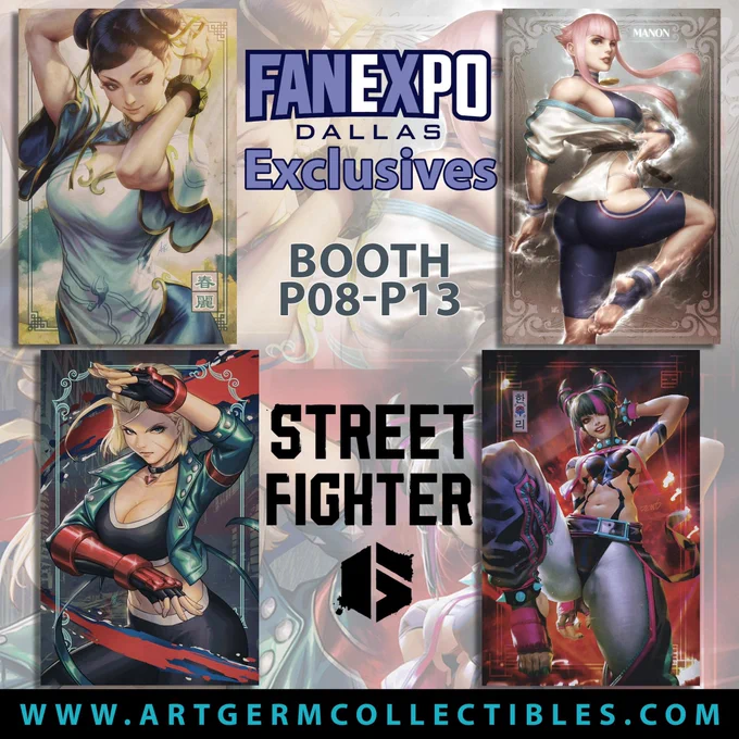 I'm excited to announce our convention exclusive covers of #streetfighter6 for  limited to 400 copies each. Remember to swing by our booths and secure a copy. We will also be doing Whatnot live via  during the event for non attendees.