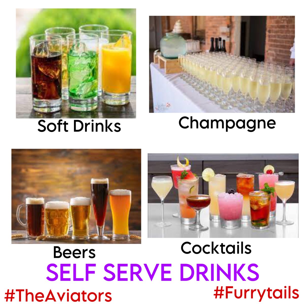 The #Furrytails Team have prepared a wonderful buffet and self serve drinks for efurry one to enjoy whilst we chat amongst pals and remember Marcia with love #TheAviators