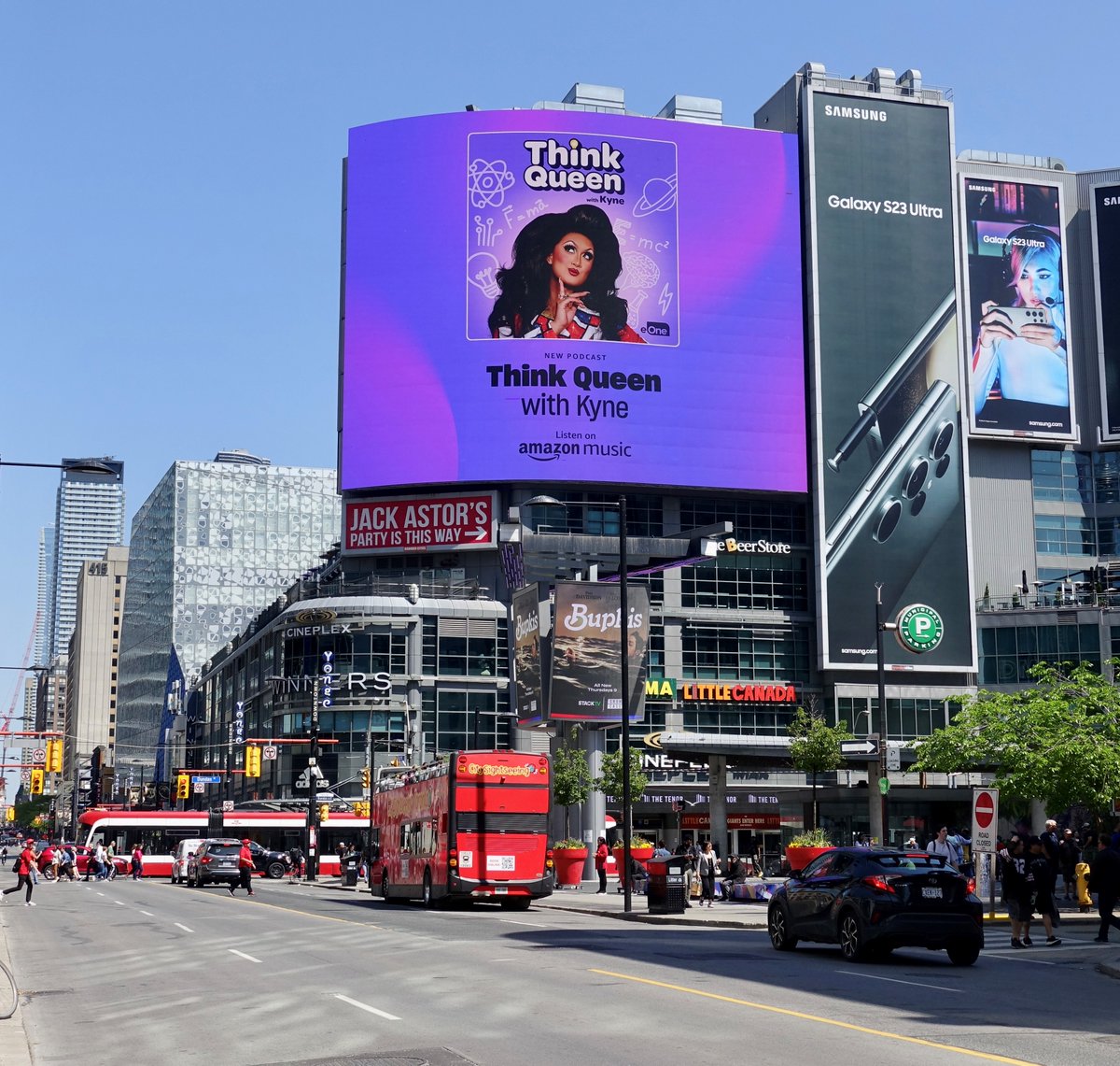 Think Queen on the BIG screen at Yonge and Dundas Square! The complete first season is out and you won’t want to miss it. From climate change to sexuality science, Kyne and her guests dive into topics for every listener. Stream all 8 episodes now via amazon.ca/thinkqueen