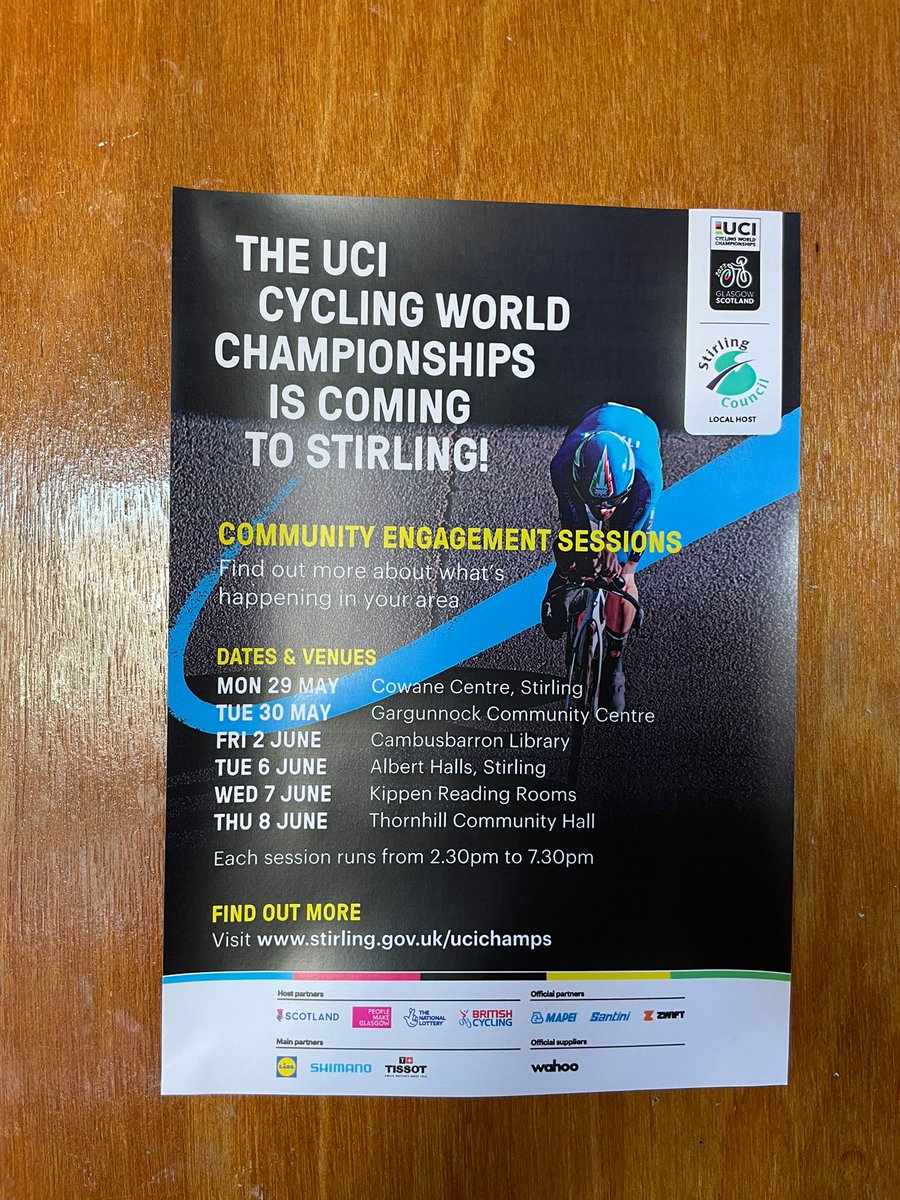 Stirling Council (@stirlingcouncil) on Twitter photo ๐ดโโ๏ธ๐ฌ The 1st drop-in session for the 2023 <a href="/CyclingWorlds/">2027 UCI Cycling Worlds Haute-Savoie Mont-Blanc</a> Time Trials in #Stirling is underway at the Cowane Centre.
The event is on until 7.30pm & is an opportunity to learn more about the Time Trials & how to get involved.
More info: stirling.gov.uk/ucichamps.
#PowerOfTheBike ๐ดโโ๏ธ๐ฌ The 1st drop-in session for the 2023 <a href="/CyclingWorlds/">2027 UCI Cycling Worlds Haute-Savoie Mont-Blanc</a> Time Trials in #Stirling is underway at the Cowane Centre.
The event is on until 7.30pm & is an opportunity to learn more about the Time Trials & how to get involved.
More info: stirling.gov.uk/ucichamps.
#PowerOfTheBike