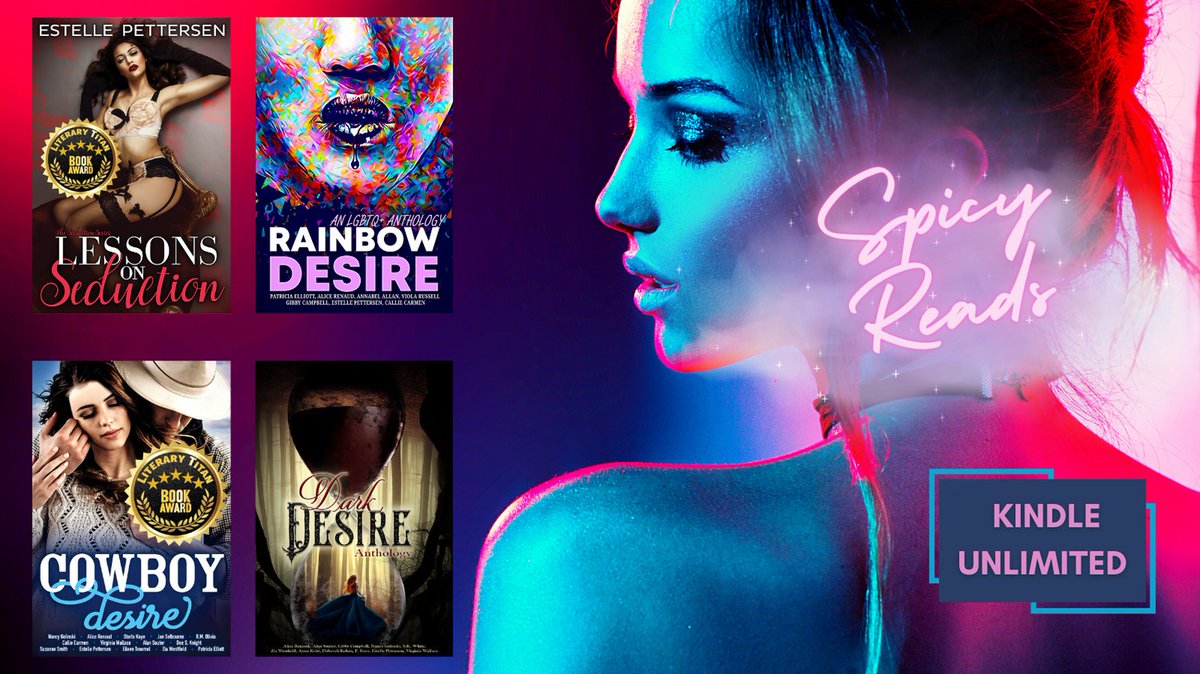 #Bookrecs on #KindleUnlimited: 

Dark Desire: amzn.to/3SMFfY7 
Rainbow Desire: amzn.to/3ATp0jl 
Cowboy Desire: amzn.to/2LmdUhD
Lessons on Seduction: amzn.to/2Ng8YbD

Publisher: @BVSBooks

#romance #anthology #novels #steamybooks #readers #kindle