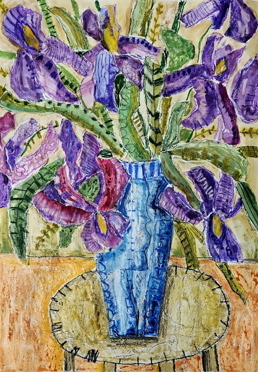 Irises in a vase collage Using recycled paper from work 😊

#irises #flowers #collage #watercolour #artcollector #arte #britishartist #purple #ArtistOnTwitter