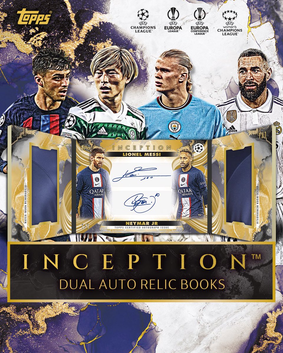 Topps_UK's tweet image. Here’s the insane Dual Autograph Relic Book design for the upcoming Topps UCC Inception set! ✍️✍️📕

That’s nearly it for the card reveals… but how about we reveal the On Card Autographs? If this post gets 190 likes we will reveal the design! 

#topps #toppsinception #thehobby