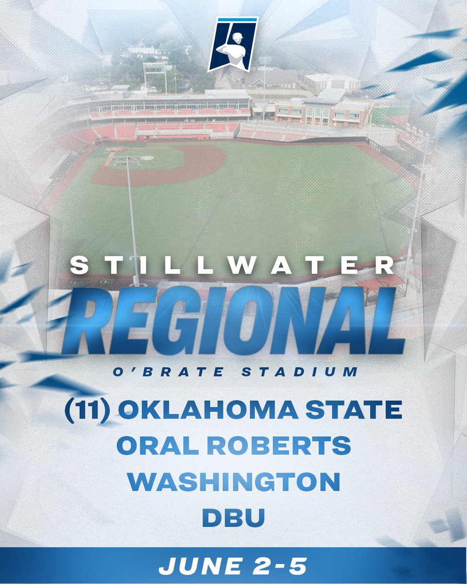 STILLWATER REGIONAL

1️⃣ Oklahoma State
4️⃣ Oral Roberts
3️⃣ Washington
2️⃣ DBU

#RoadToOmaha