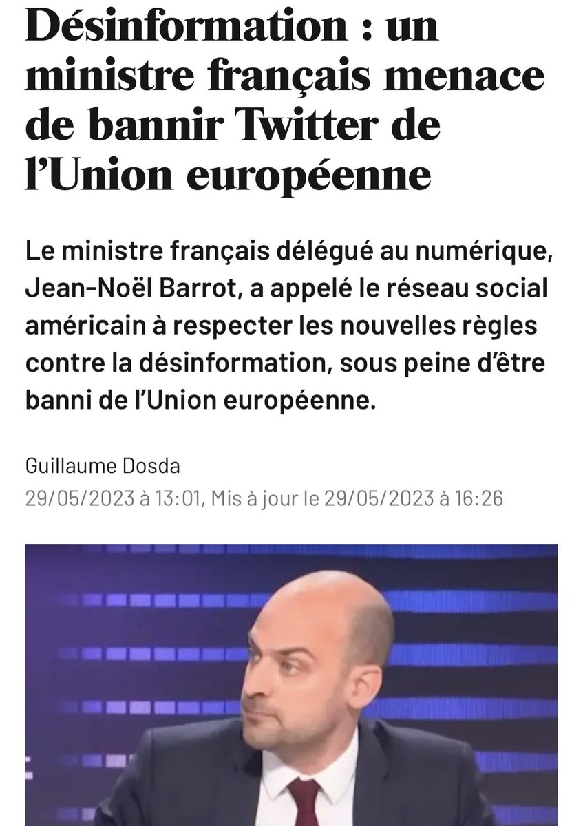 Coucou @jnbarrot . Peut on savoir ce que tu fais sur Twitter puisqu’apparemment tu sembles prêt à l’interdire en France (qui au passage n’a plus le moindre rapport avec la liberté d’expression et s’enfonce tout doucement dans la dictature)… La macronie est un cauchemar…