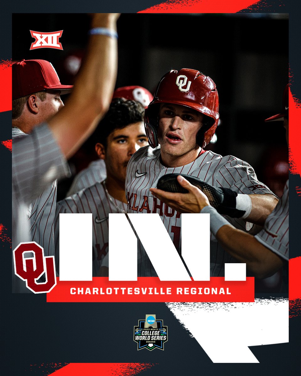 𝗧𝗵𝗲 𝗦𝗼𝗼𝗻𝗲𝗿𝘀 𝗔𝗿𝗲 𝗜𝗻.
<a href="/OU_Baseball/">Oklahoma Baseball</a> 

Charlottesville Regional.

#Big12BSB | #RoadToOmaha