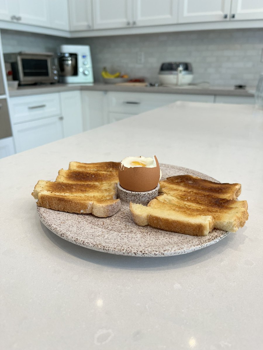 Custom Mother’s Day gift of an eggs&amp;soldiers plate
in the making vs in use