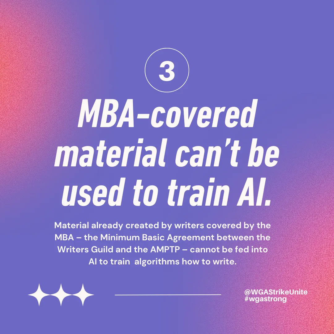 wgastrikeunite's tweet image. Let&apos;s talk AI regulations for TV &amp;amp; Film. 
We see AI as a tool. 
The AMPTP sees AI as our replacement.  
#amptp #wgastrong #wgastrike #wgaeast