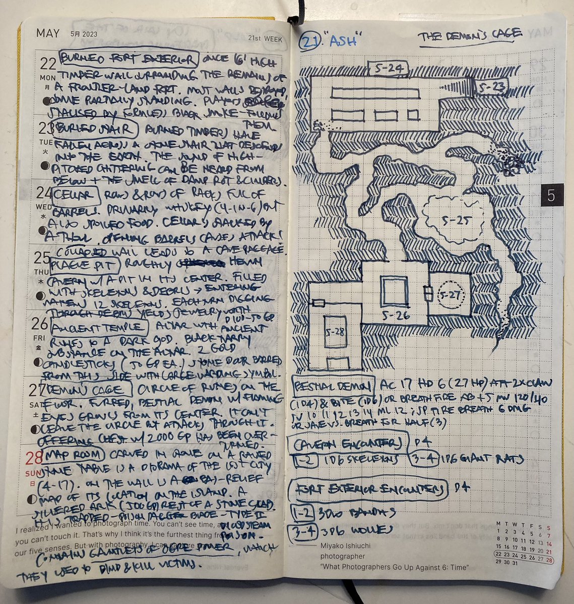 Week 24 of #dungeon23 - a burned fort in a wilderness frontier reveals a stair down to a musty cellar. But a broken, rubbled wall leads to a small cave system that hasn’t seen activity in years. Why was it closed off and what happened here?