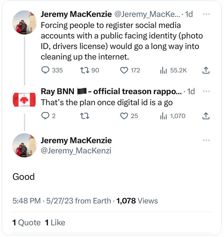 Jeremy Mackenzie advocating for *forcing people* to register in order to use social media.
#Diagolon is no threat to the establishment.