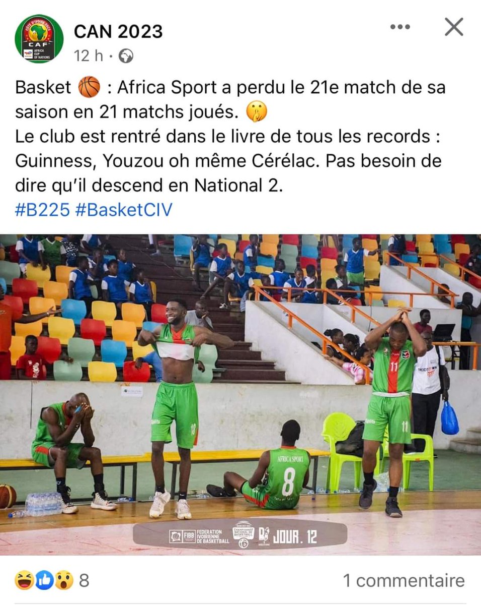 On finissait le férié tranquillement et puis tu as l' Africa Sports qui aime se faire voir 🙄
#civ225 #basketciv 
#Team225