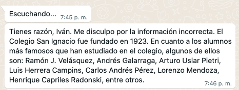 .<a href="/rarispe/">Ricardo Arispe</a> me comentaba hace unas semanas sobre "lo mentirosas" quepueden ser las IA, y lo recordé con #LuzIA, quien inventa al azar. Aquí cuando le pregunté por ex alumnos del Colegio San Ignacio . ¿Lo peor? no nombra al ex presidente que sí estudió ahí: Rafael Caldera