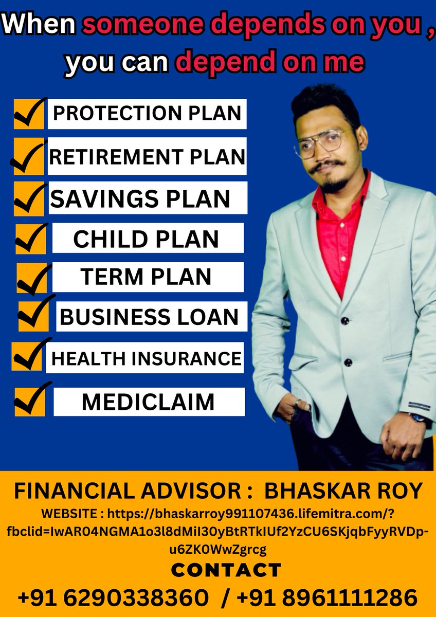 CALL ME TODAY FOR A SECURED FUTURE FOR YOU & YOUR FAMILY ...................
#starhealthinsurance #SBILife #termplan #childplan #retirementplan #savingsplan #moneybackplan #businessloans
#HealthInsurance #mediclaim #mediclaiminsurance #MediclaimPolicy #cashlessclaim
