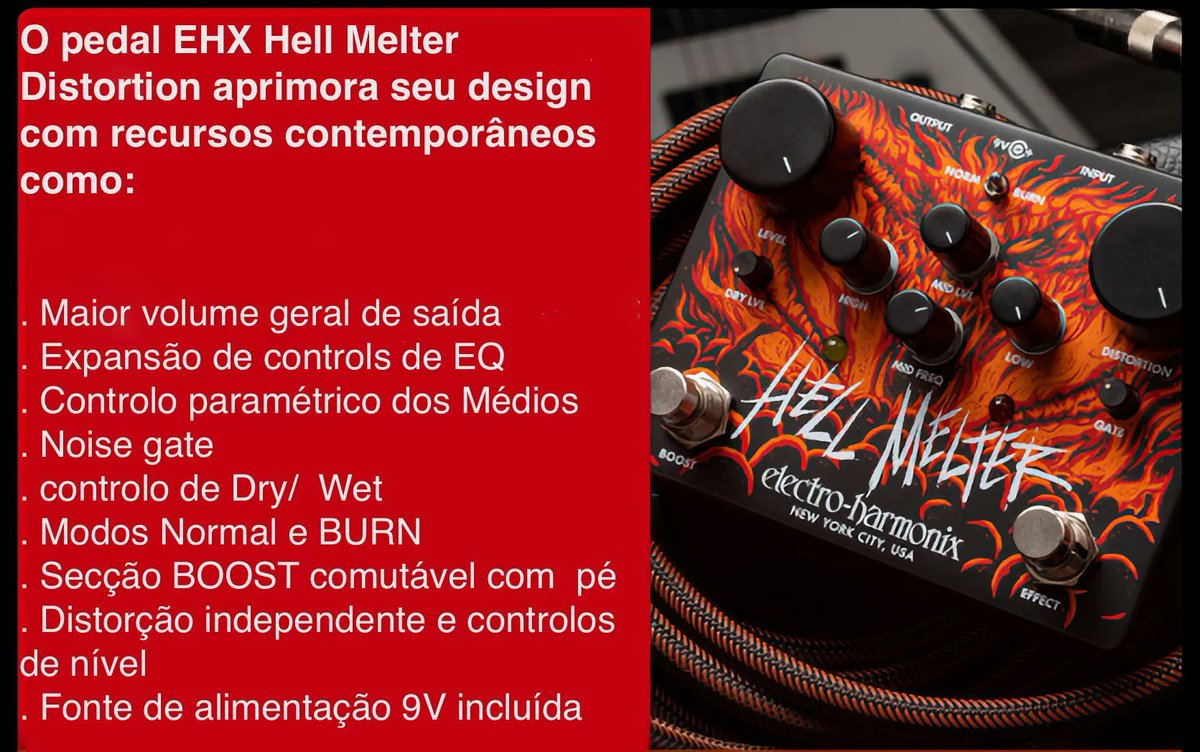 O novo #EHX Hell Melter leva a distorção ao extremo com sua versão do clássico de culto dos pedal de “#distorção de motosserra” #ElectroHarmonix #Pedal #Guitarra buff.ly/3IbNEkt