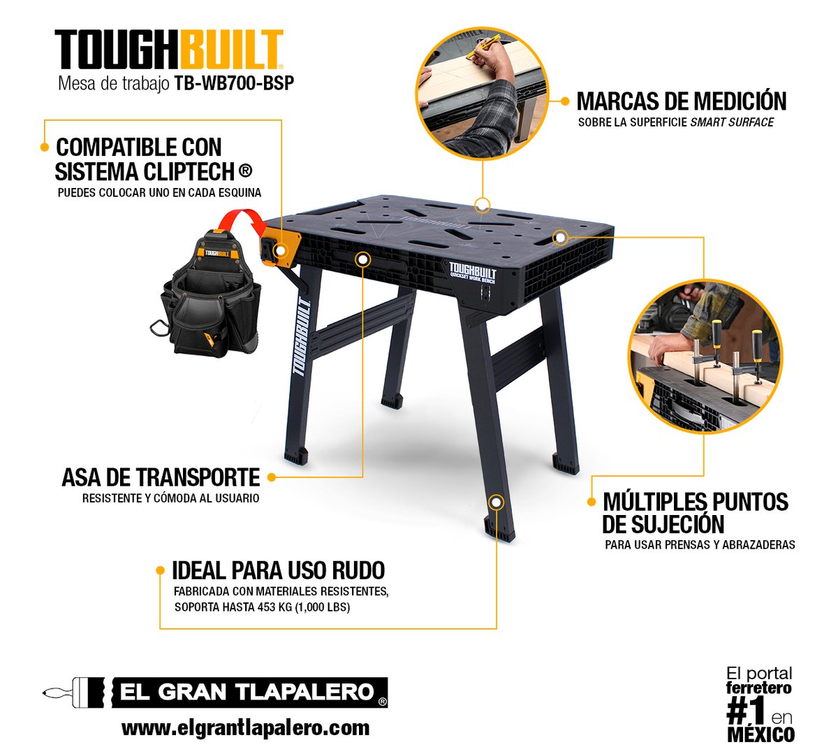 Mesa de trabajo plegable TB-WB700-BSP ToughBuilt