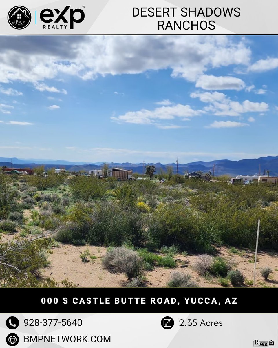 ⭐⭐ Desert Shadows Ranchos ⭐⭐

More Info: vist.ly/3w4p

It's a great place to build your dream home!

Yucca, AZ
      
 #RealEstate #Realtor #ForSale #LandForSale #LotsForSale #BuildYourDreamHome #eXpRealty #NewListing #Property #BMPNetwork