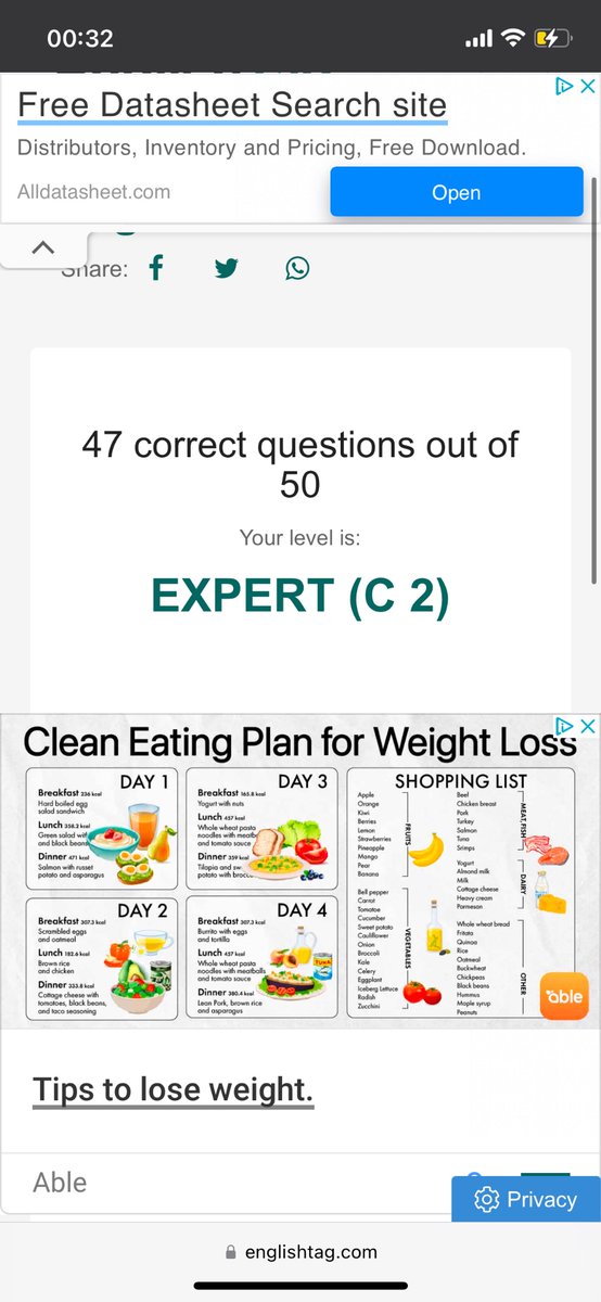 Ради интереса тоже прошла этот тест, я мнооого лет не занималась английским, но видимо прошивка остается) конечно, этот тест совсем не на С2, но все же приятно 🥰