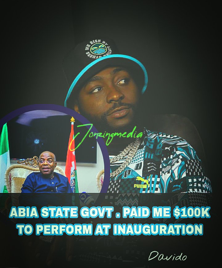 Jonzingmedia's tweet photo. Abia state government paid me $100k for inauguration - ( davido)
#AbiaGovernorshipInauguration #AbiaInauguration #davido #AlexOtti https://t.co/iwTpQEk6YH