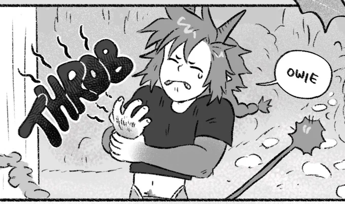 ✨Page 390 of Sparks is up!✨ Philo is busy punching rocks now   ✨https://sparkscomic.net/?comic=sparks-390 ✨Tapas  ✨Support & read 100+ pages ahead patreon.com/revelguts