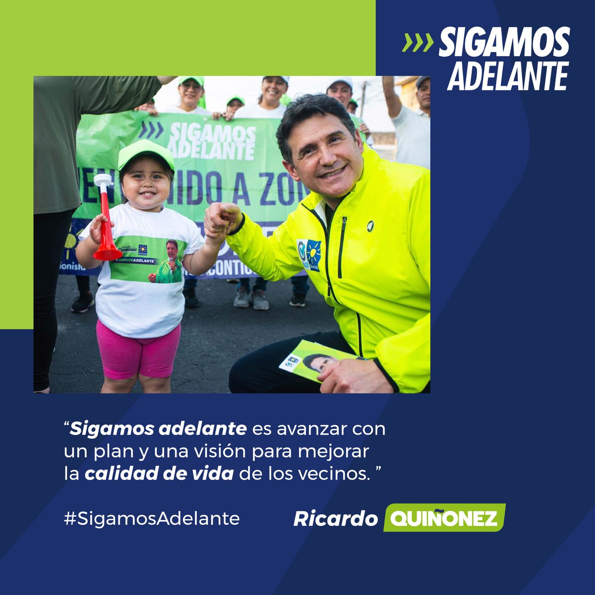 ✅🫶🏼Estamos convencidos que #SeguirAdelante con Ricardo #Quiñonez es el avance que necesitamos para que la ciudad continúe progresando. ☀️