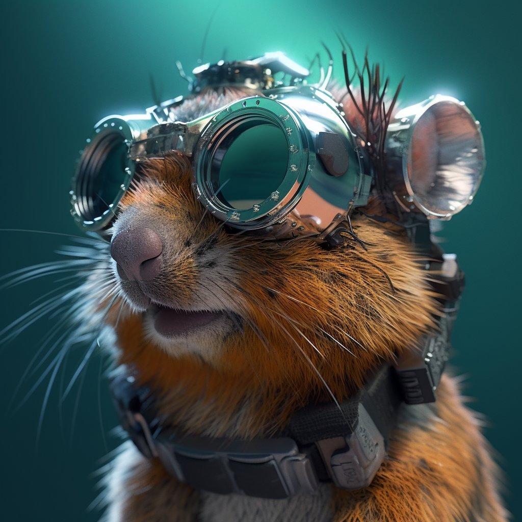 2026: Hamsters become the first recipients of the Neuralink Implant, achieving IQs of 167.

2029: They govern three solar systems and become the universe's new paragon of Intellect. 

Their goggles gleam, their mechanical ears catch cosmic whispers. The future is theirs.