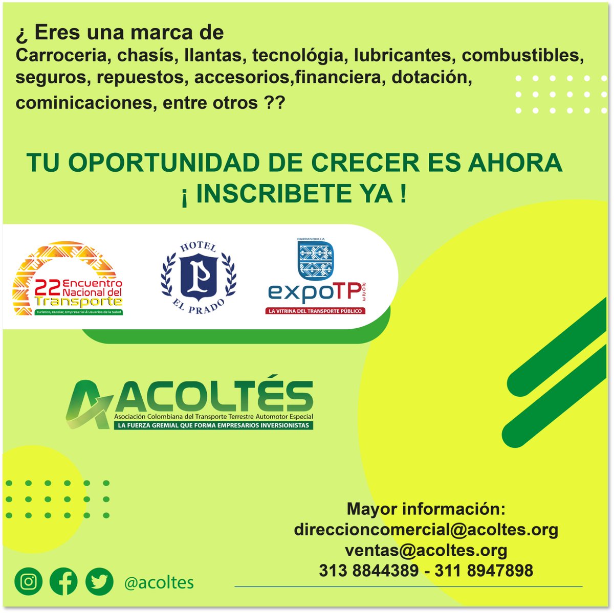 Acompáñanos a vivir esta gran experiencia, Barranquilla nos espera para el #22encuentronacionalAcoltes
Y haz parte de este gran equipo!!