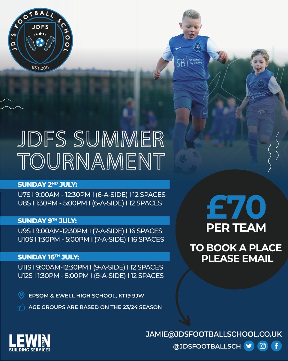Looking for a sports photographer to work at our <a href="/JDsFootballSch/">JD'S Football School</a> tournament over 3 Sundays - If interested please get in touch 📷⚽️