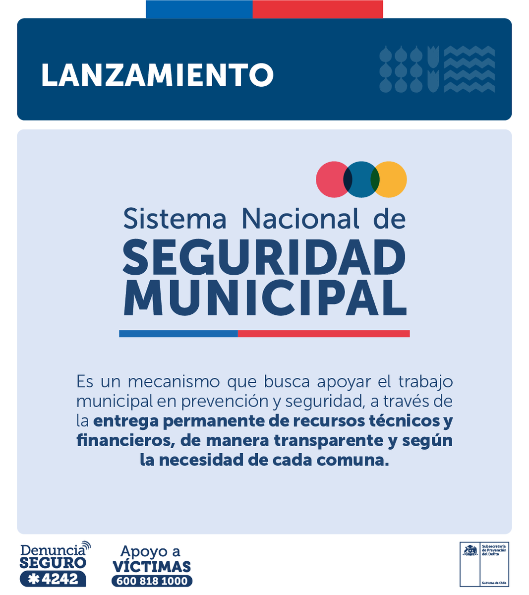 SubPrevDelito's tweet photo. ¡Nunca más los municipios deberán competir por recursos para la prevención y la seguridad!

Con el nuevo Sistema Nacional de Seguridad Pública todas las comunas del país recibirán recursos de manera transparente y según sus necesidades.

Conoce más en https://t.co/vuScxrtgXd https://t.co/QZcN9UA88K