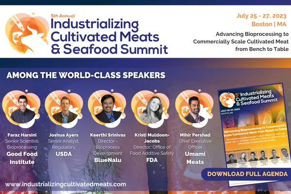 cellagritech's tweet image. There is no better time to unite the #cultivatedmeat space to discuss the bottlenecks preventing products from reaching the market at the 5th Industrializing @CultivatedMeats &amp;amp; Seafood Summit 

Download the full event guide below

ter.li/ens2xw 

#cellag #featuredevent