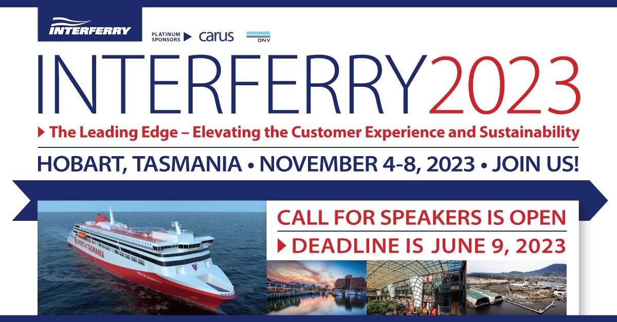 The #Interferry2023 Call for Speakers deadline has been extended to June 9. 

Complete information on what we are looking for, who can submit and how to submit can be found on the Call for Speakers page on the conference website.

interferryconference.com/call-for-speak…