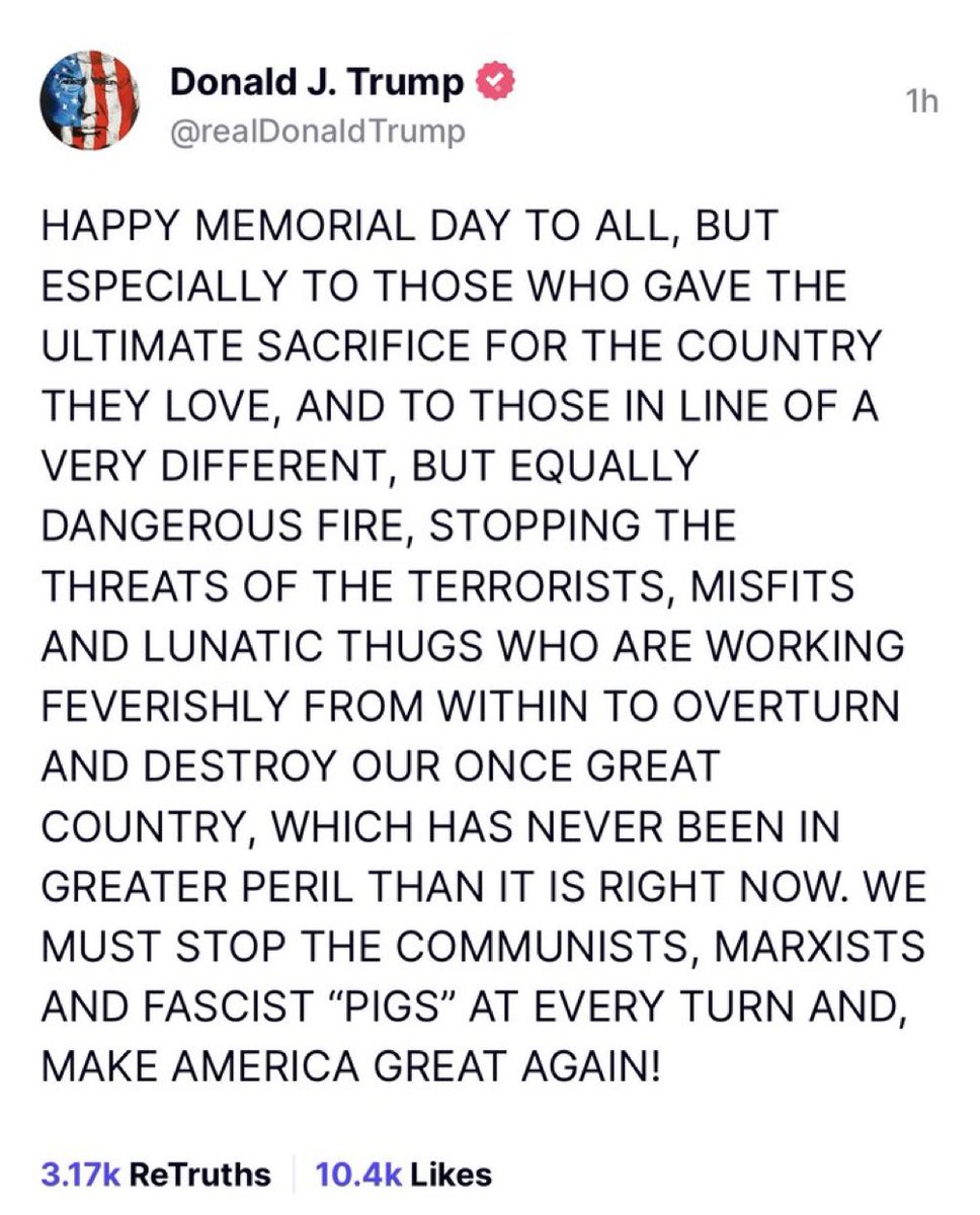 A Special Memorial Day Message from President Donald J Trump.

#RememberAndHonor #MemorialDay2023  #NeverForget