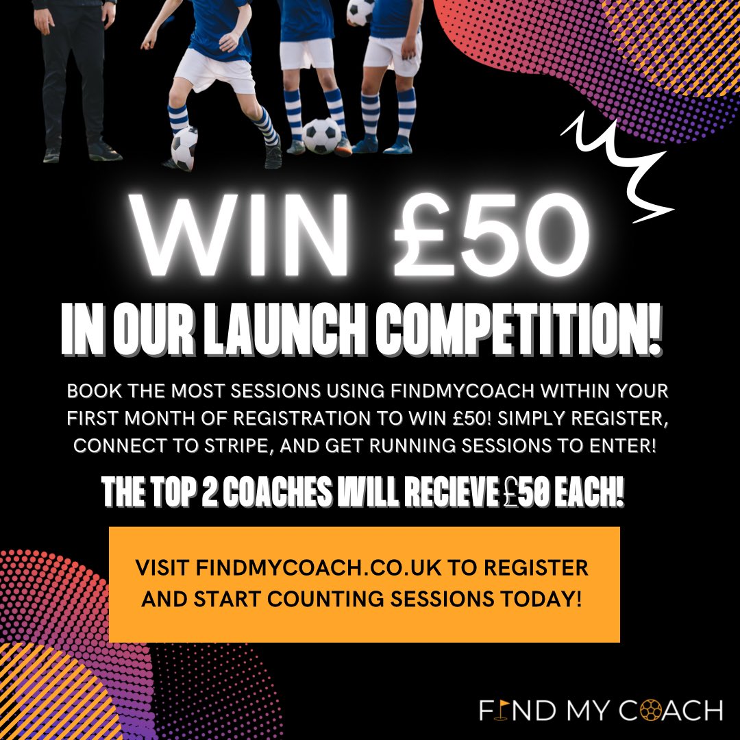 FindMyCoachUK's tweet photo. 💰Calling All Coaches!💰
We have some very exciting news! We’ll be giving away £50 to the 2 coaches who can book the most sessions on FindMyCoach within 30 days!

Sign up today at https://t.co/EPCKxvI4IB and get booking sessions now! https://t.co/Bni1xOcOM1