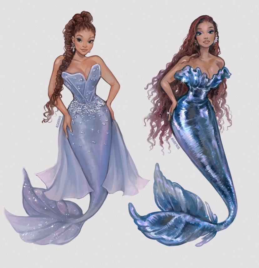 Halle Bailey as a mermaid with her beautiful dresses 🩵 #THELITTLEMERMAID