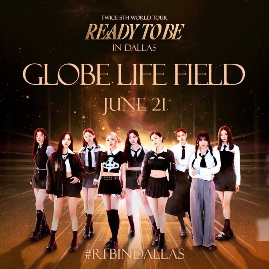 thisisforwtour's tweet photo. TWICE ‘READY TO BE’ WORLD TOUR IN DALLAS

There are tickets available for the show in Arlington at @GlobeLifeField on June 21st! 

Go buy your tickets! https://t.co/wE7iiXq41G https://t.co/hjcVEmyhLw