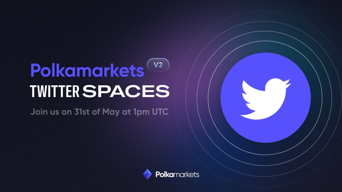 polkamarkets's tweet photo. Polkamarkets V2 is coming!

Join us for the launch event to learn about the exciting new features &amp; ask questions directly to the Polkamarkets Labs team.

🗓 Date: Wednesday 31st of May 2023
⏰ Time: 1pm UTC | 2pm London | 3pm Paris
🌐 Twitter Spaces - @Polkamarkets to tune in https://t.co/KlFKDMTHIx