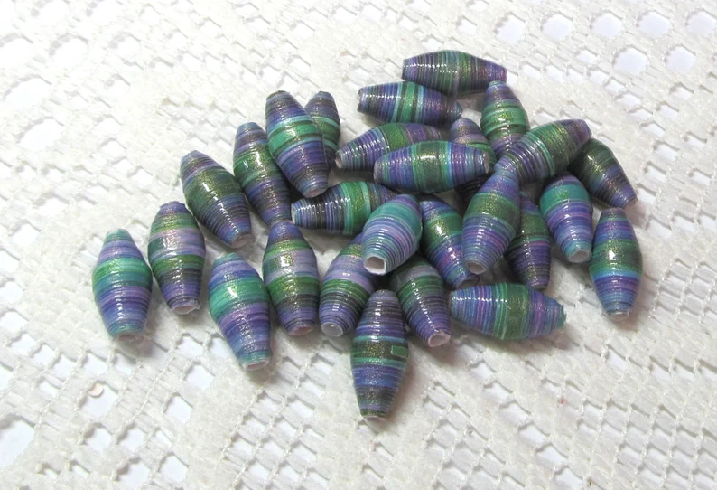 Paper Beads, Loose Handmade Jewelry Making Supplies Craft Supplies Heavy Pearl Purple and Green Ombre etsy.me/3MIHGZJ via @Etsy #thepaperbeadboutique #paperbeads #handmadebeads #handmadesupplies