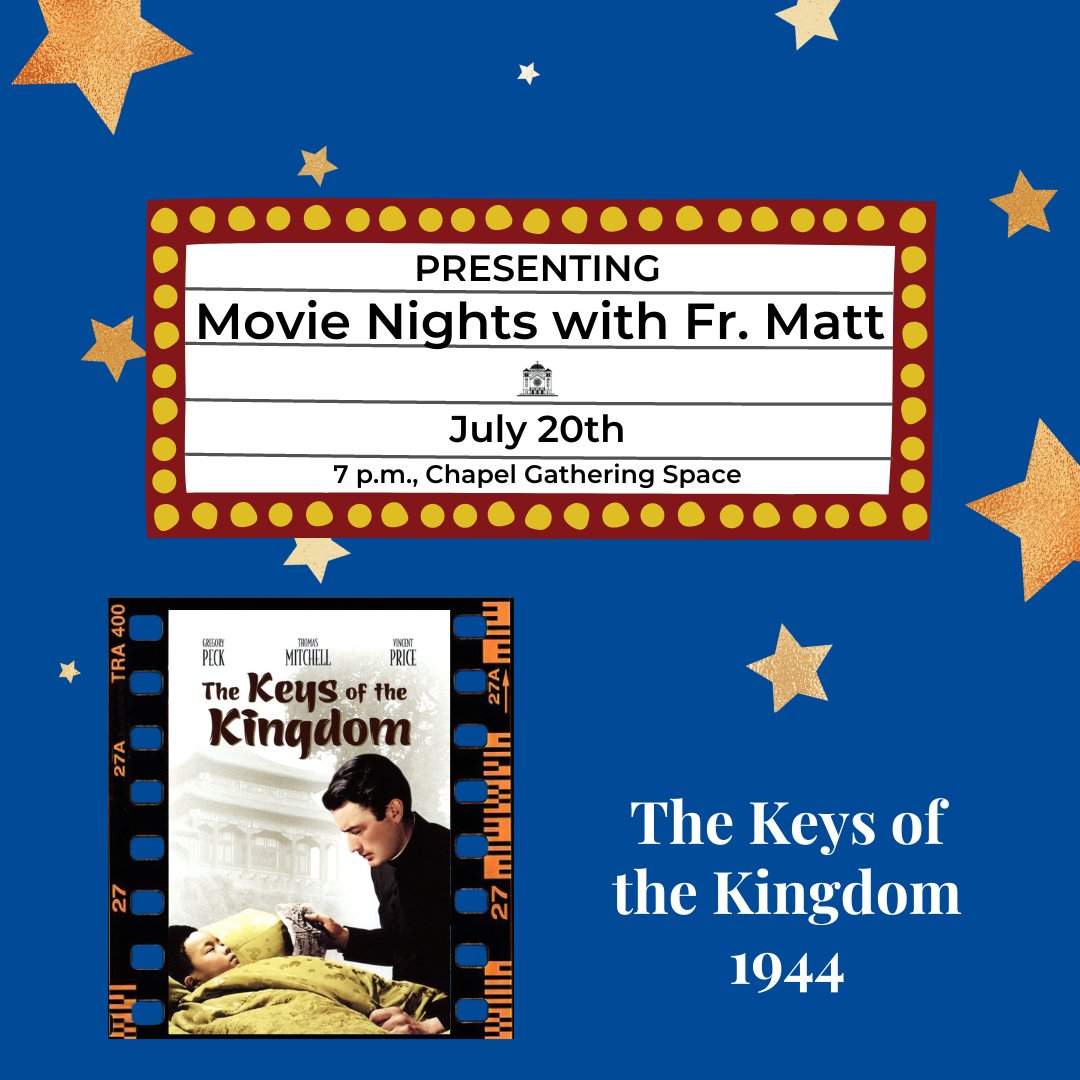 Grab your tickets and join us this summer for the return of Movie Nights with Fr. Matt!🍿🎬 This summer he invites you all to join him as he shares his appreciation of some of his favorite movies centered around the theme 'From Isolation to Belonging.' We hope to see you there!