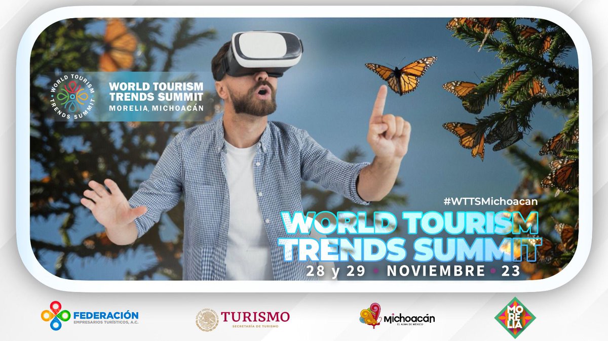 Aparta la fecha!! El #WorldTourismTrendsSummit será en #Michoacan en el mes de Noviembre :) El turismo, la innovación y las tendencias del gremio se darán cita gracias a la organización y desarrollo de @feturnacional con el liderazgo de @MarCarbajal7 #DestinosyNegocios