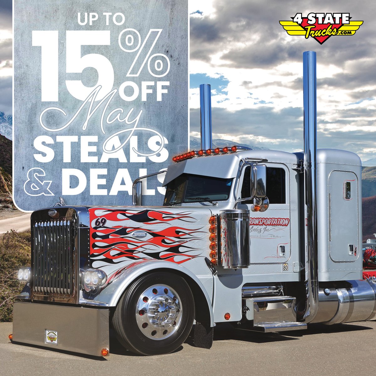 🚨Time's running out for May Steals & Deals!🚨
Shop them before they're gone: ecs.page.link/hpwUo.
Ends 5/31 11:59 p.m. cst.

#4StateTrucks #ChromeShopMafia #chrome #customtrucks #semitrucks #trucking #bigrig #18wheeler #tractortrailer #largecar #truckers #longhaul #diesel