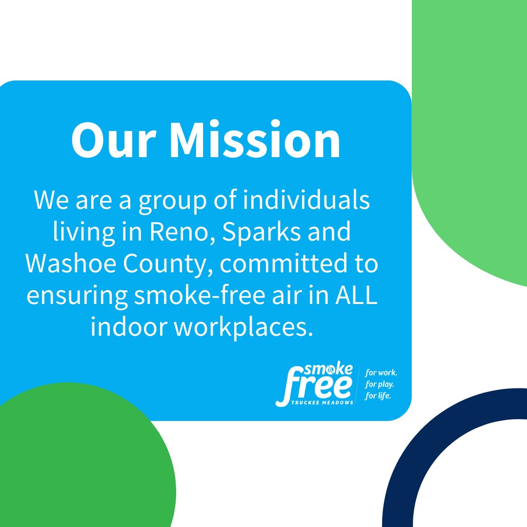 SmokeFree_TM's tweet image. We are a group of individuals living in Reno, Sparks and Washoe County, committed to ensuring smoke-free air in ALL indoor workplaces. Why? Because hospitality workers shouldn't have to sacrifice their health for a paycheck.