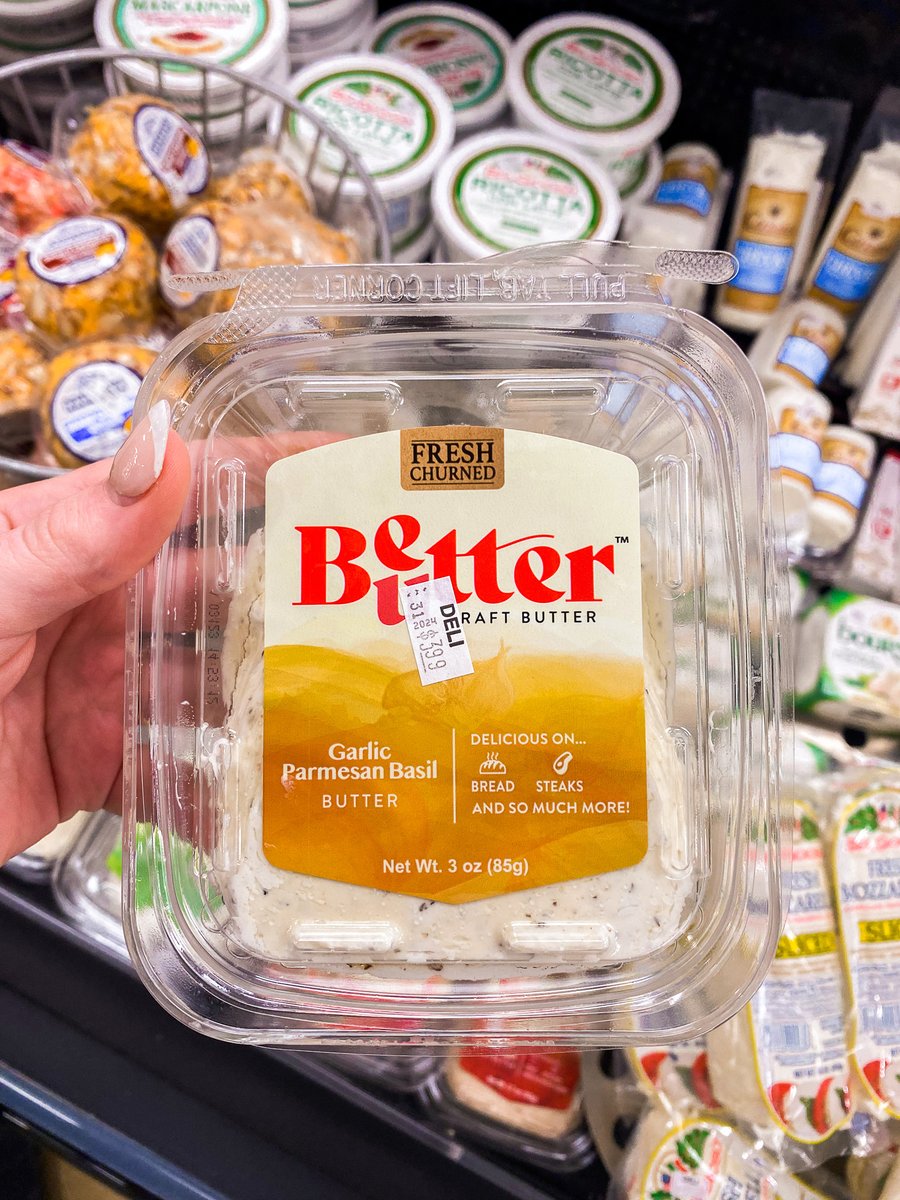 HarpsFoodStores's tweet photo. Who knew you could buy premade Garlic Parmesan Basil butter?? Skip on over to Harps to try this delicious and versatile new ingredient 😍 🧈 #BetterButter #HarpsFind https://t.co/UD0iAIrkvD