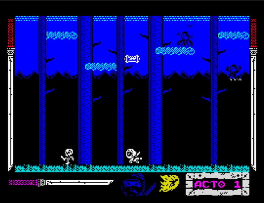 HicksRetro's tweet photo. A pesar del escaso tiempo disponible continua el desarrollo de #Haoken para #ZXSpectrum. Aqui os dejo un par de capturas del juego https://t.co/lCDwQlEBx9