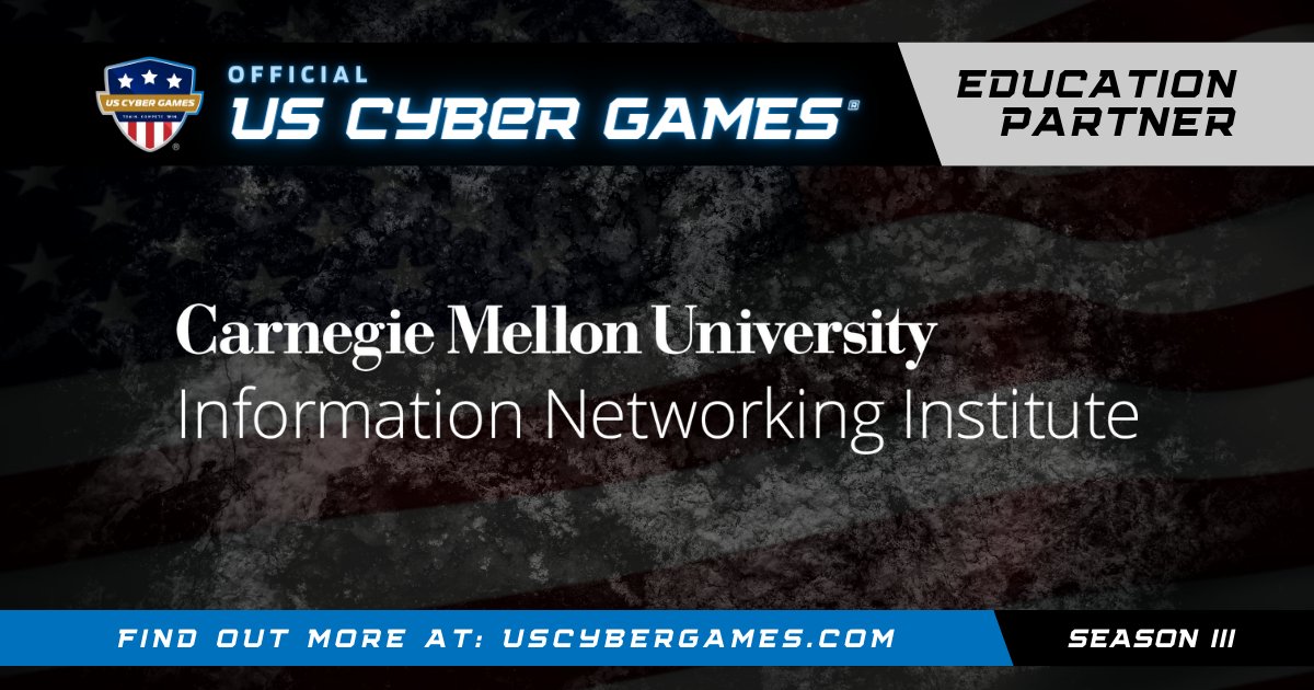 USCyberGames's tweet photo. THANK YOU to @CarnegieMellon for your support of the Season III #USCyberGames and #USCyberTeam.  https://t.co/c4hnRmPEom
#cybersecurity #cyberskills https://t.co/zK01c5iNG2
