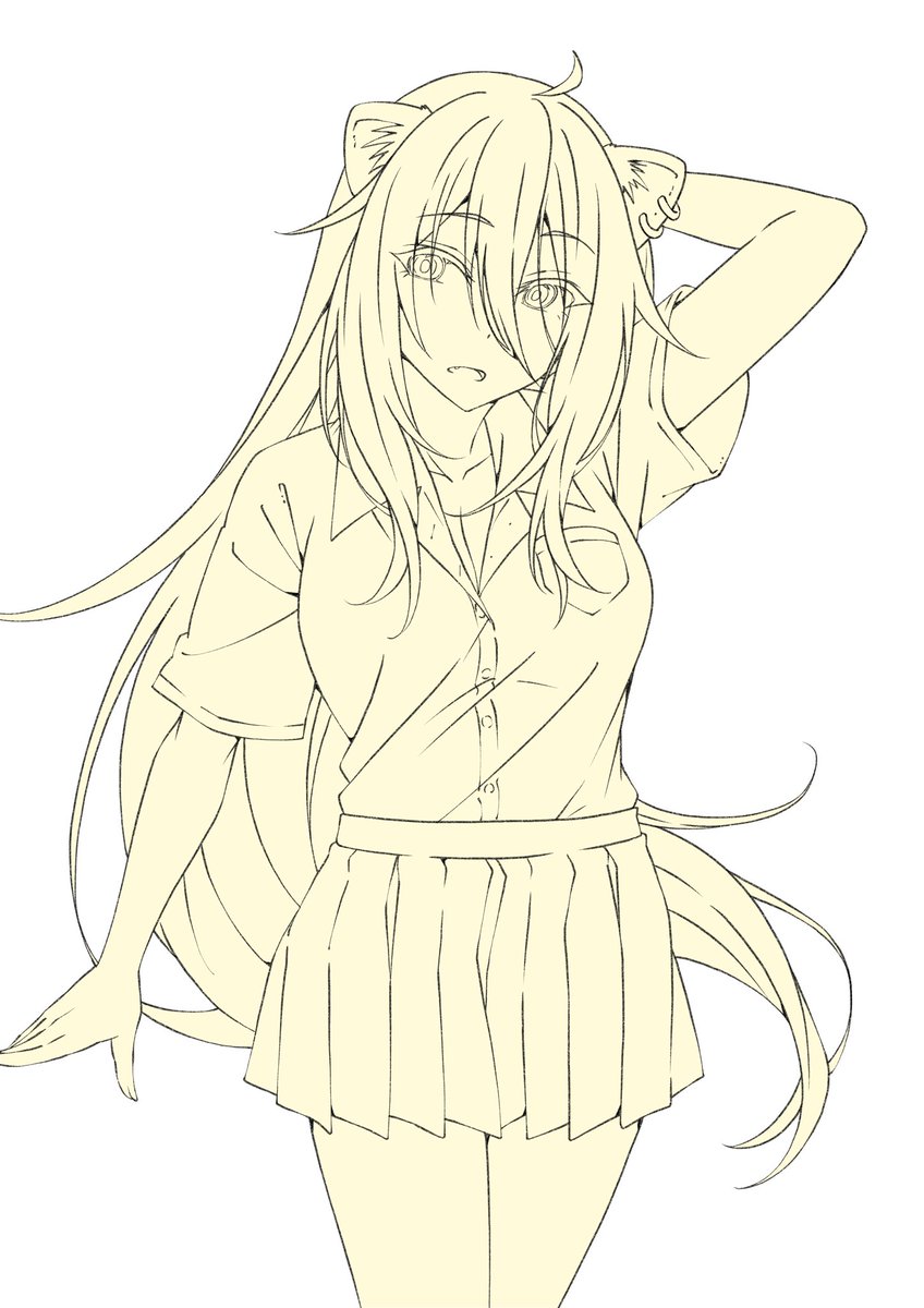 獅白ぼたん 「しっぽ忘れてんだわ(';ω;`)なんでぇ」|保村 成(ほむらみのり)のイラスト