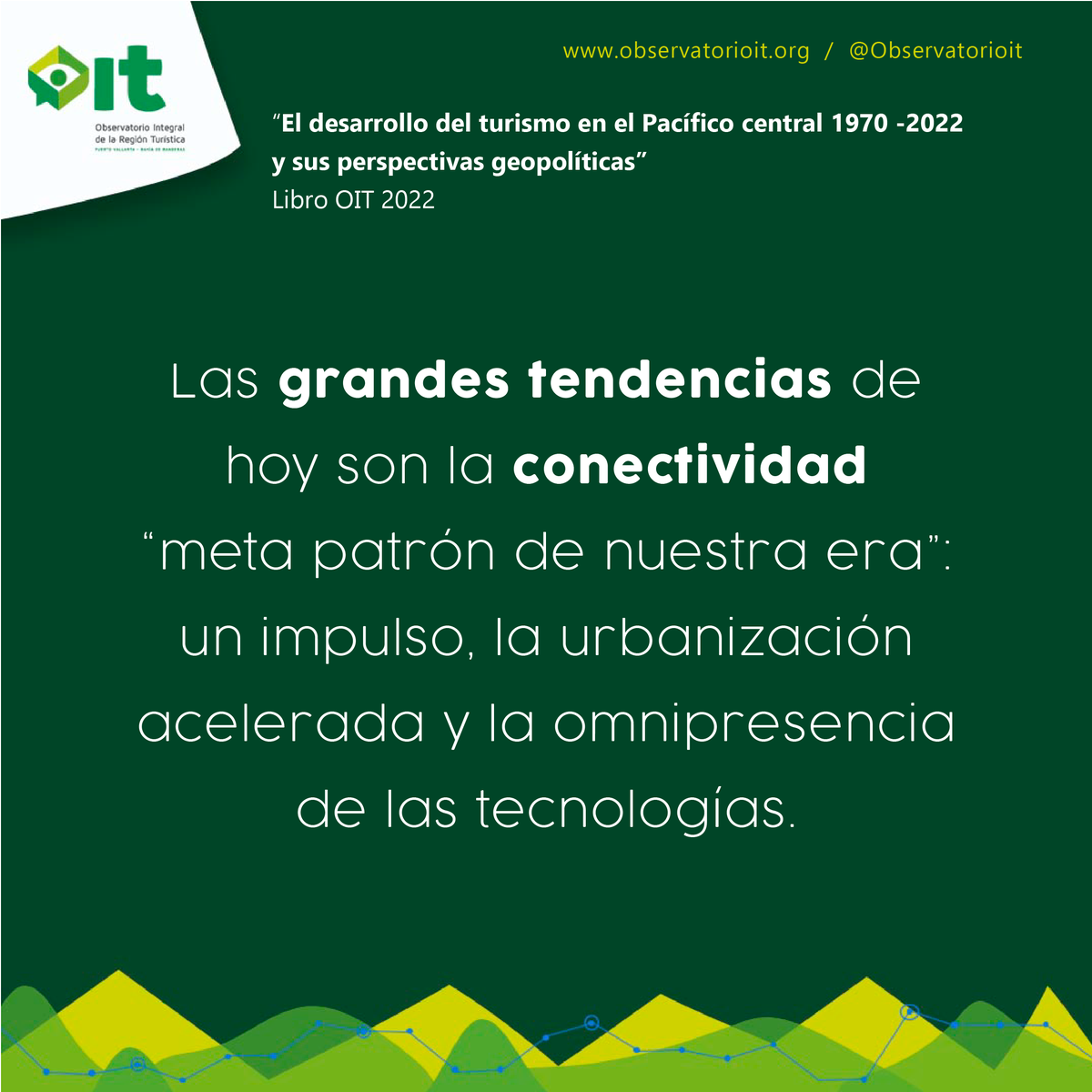 observatorioit's tweet photo. En nuestro reciente trabajo de investigación documental “El desarrollo del turismo en el Pacífico Central 1970 – 2022 y sus perspectivas geopolíticas”, enfatizamos las grandes tendencias de hoy como son la conectividad y la logística. @AsociacionAEBBA @SECTUR_mx @cnet_mexico https://t.co/HkuuHh0jPr