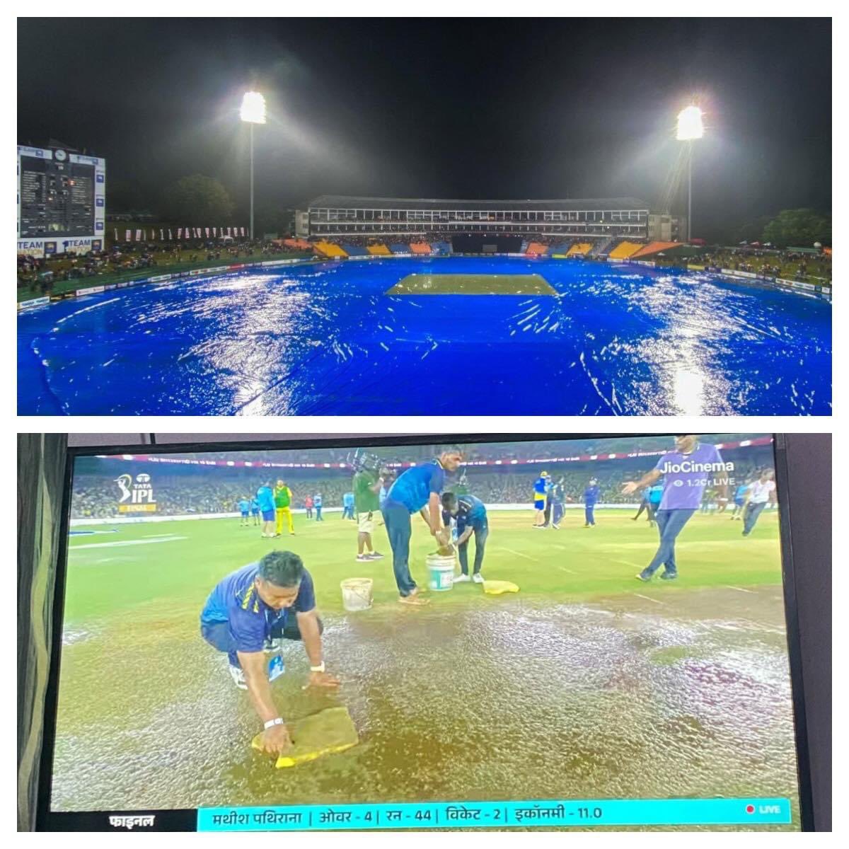 PiyathG's tweet photo. Sri Lanka Cricket has lot of issues but the ground staff is not one of them 💁🏻‍♂️

#IPL2023Final https://t.co/2FrQ7eevUL