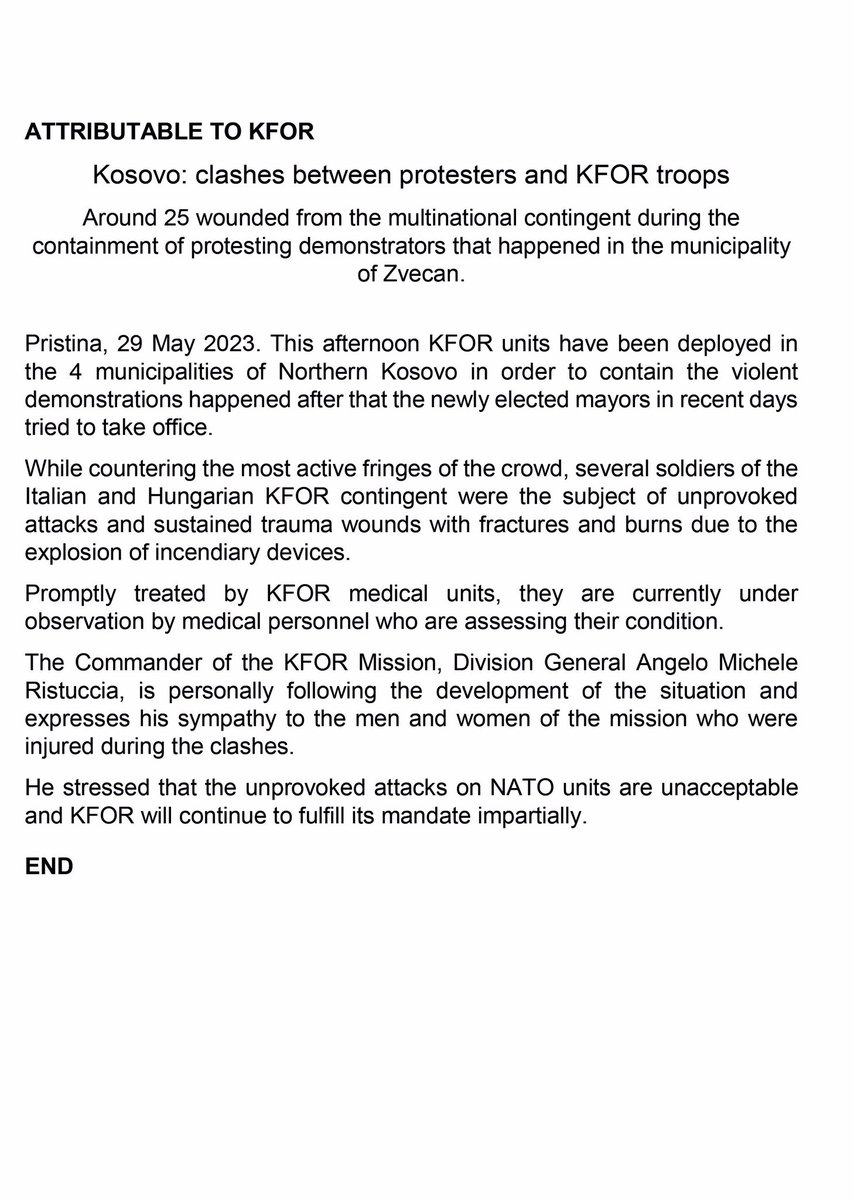 #KFOR statement