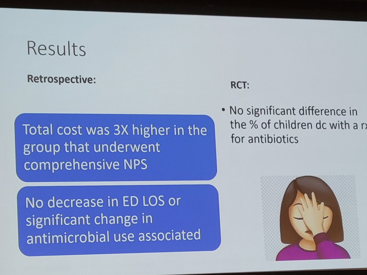 @ajmiklea presenting surprising finding that POC nps viral testing did NOT change % kids dc w Rx for abx @CAEP_PedsEM @mac_peds @MacUPediatrics @MacEmerg @CAEPConference #pedsem 💊🦠