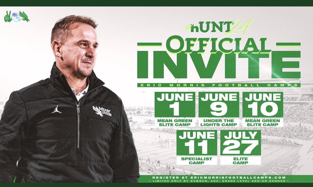 Thank you for the invite coach !! @TrustMyEyesO @MeanGreenFB @mluna408 @dominicquinone5 @CoachSearcy23 @CoachLSearcy25 #GMG #hUNT24 #offertunity