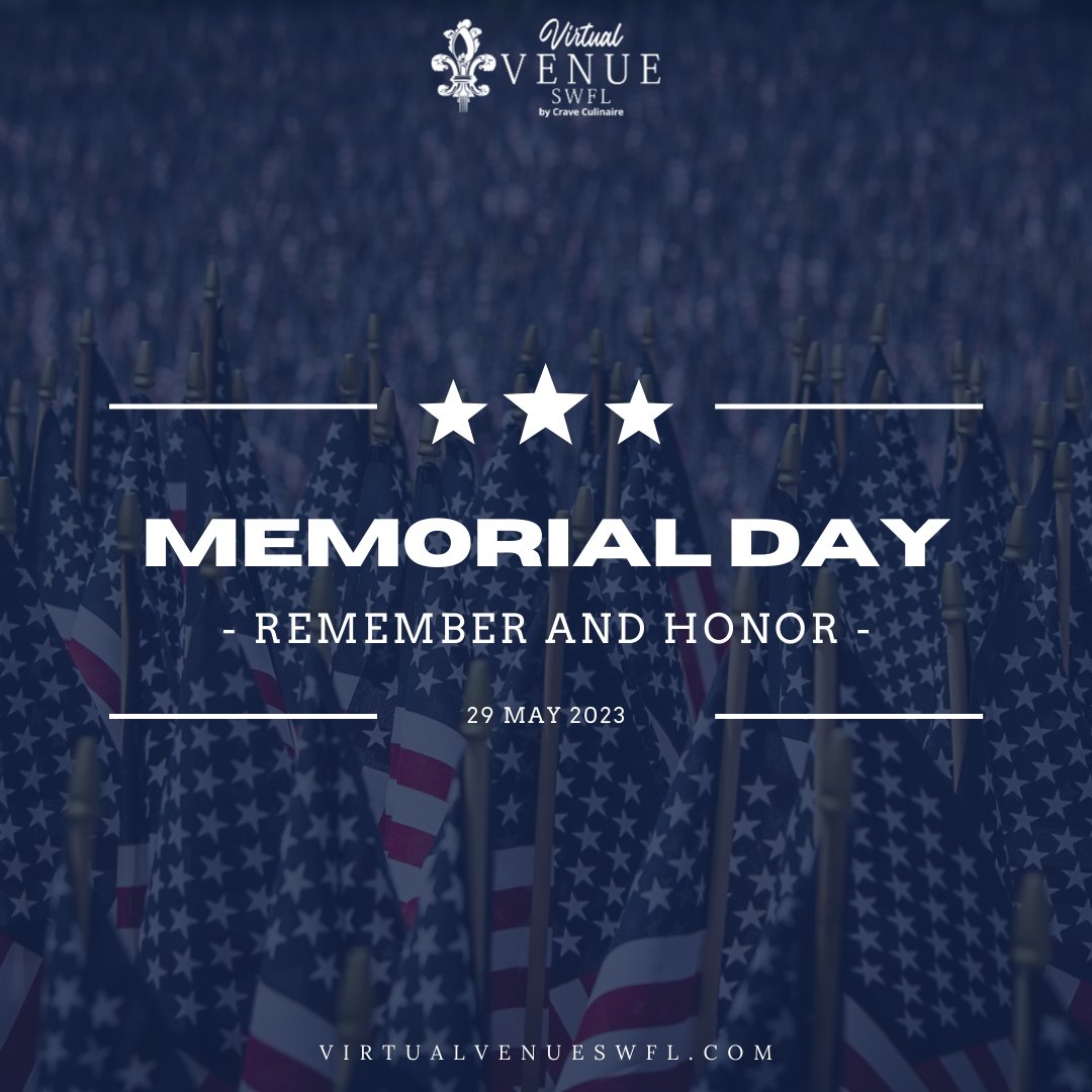 virtual_venue_'s tweet photo. On this #MemorialDay, we honor the fallen heroes who have made the ultimate sacrifice for our freedom and democracy. We are forever grateful for their service. #virtualvenuenaples https://t.co/zzUx5pOSRd